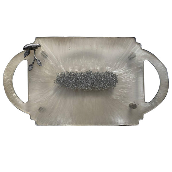 Elegantes Resin-Serviertablett, handbemalt mit Griffen