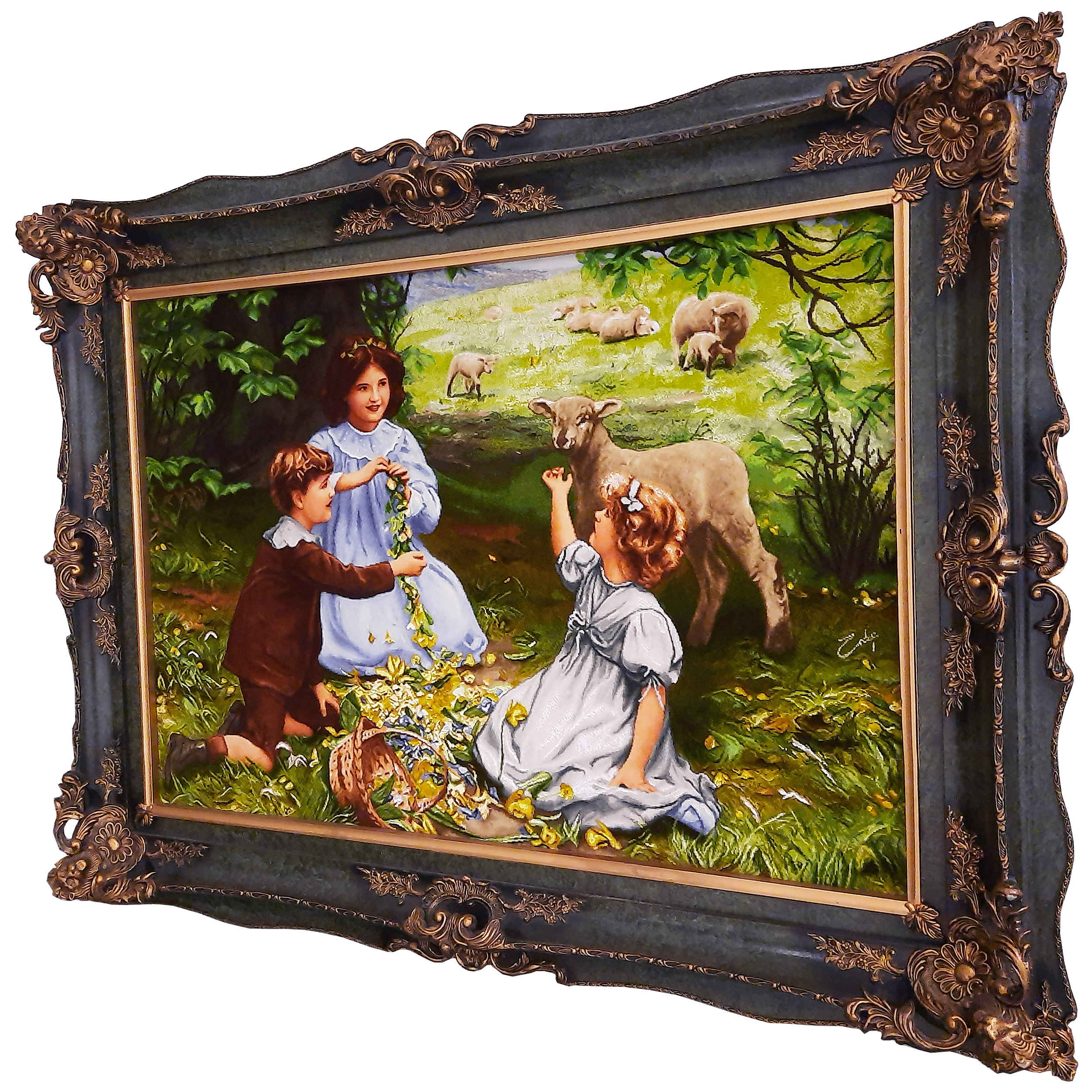 Handgeknüpfter persischer Bildteppich aus Tabriz, der The Joy of Spring von Arthur John Elsley darstellt