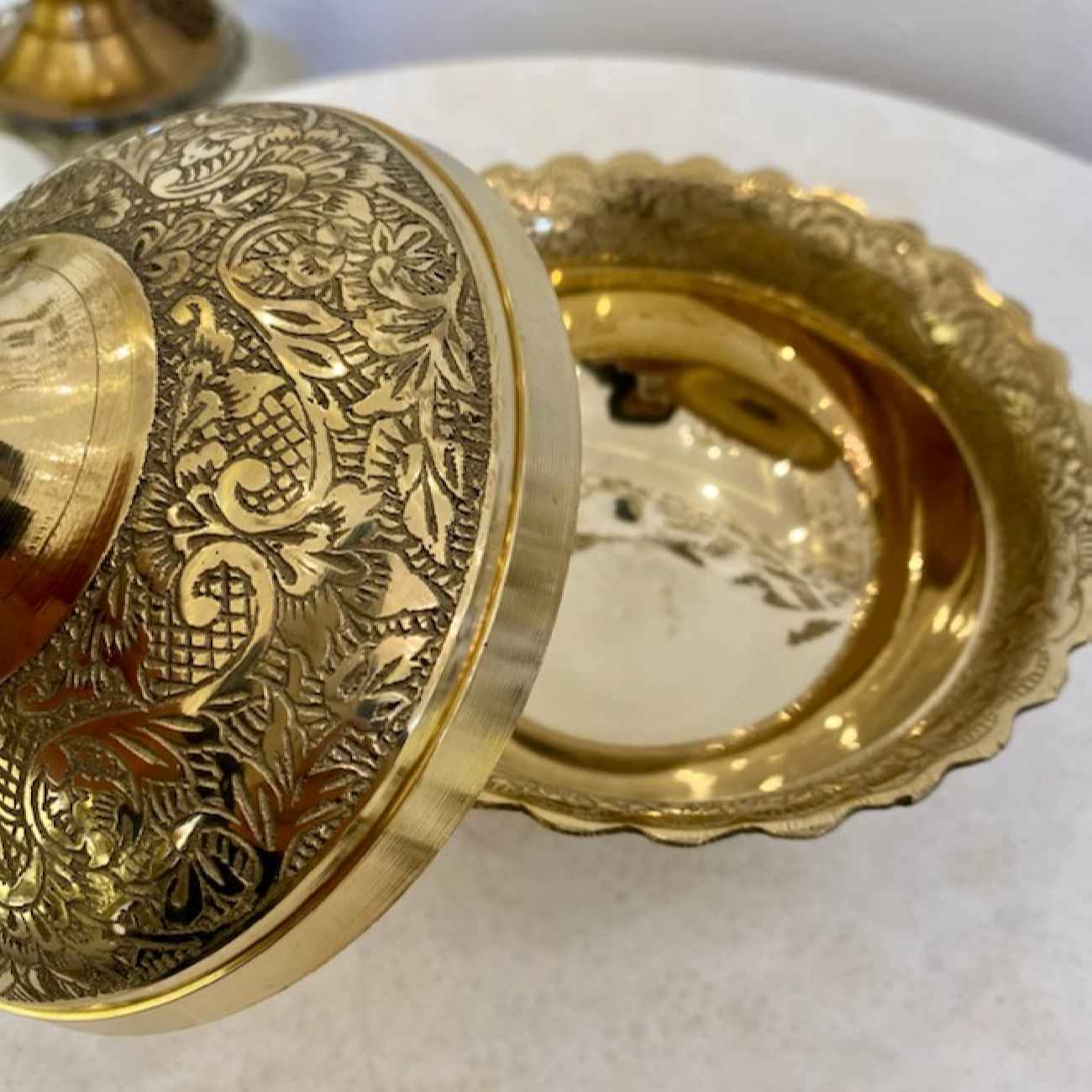 Handgefertigte Messing-Zuckerschale mit sicherem Deckel