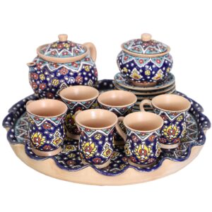 Handgefertigtes persisches Tee- und Kaffeeset mit Minakari Design