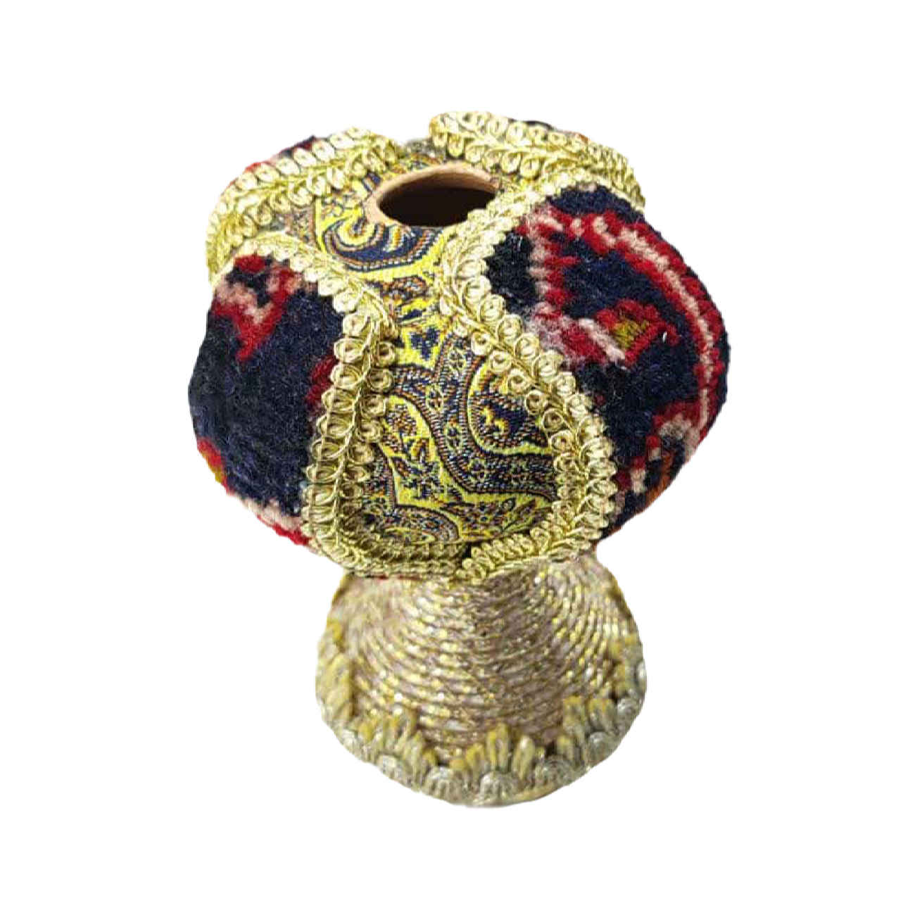 Handgefertigte Einzelstielvase aus Keramik mit persischem Teppichmuster