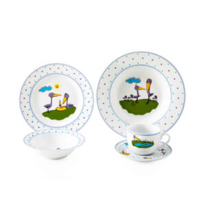 Iranisches Keramik-Mahlzeit-Set von Zarin Iran 5-teilig für Kinder – Pelikan Design