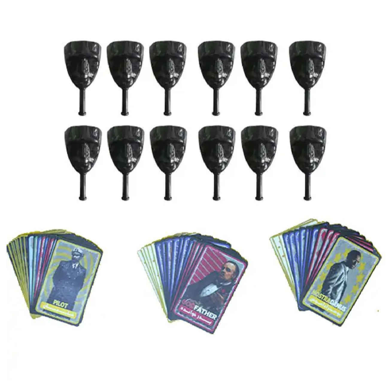 Mafia-Maske & Kartenspiel Set mit drei Szenarien – Set mit 12 Masken enthalten
