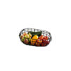 Obstkorb aus Metalldraht mit Holzfuß