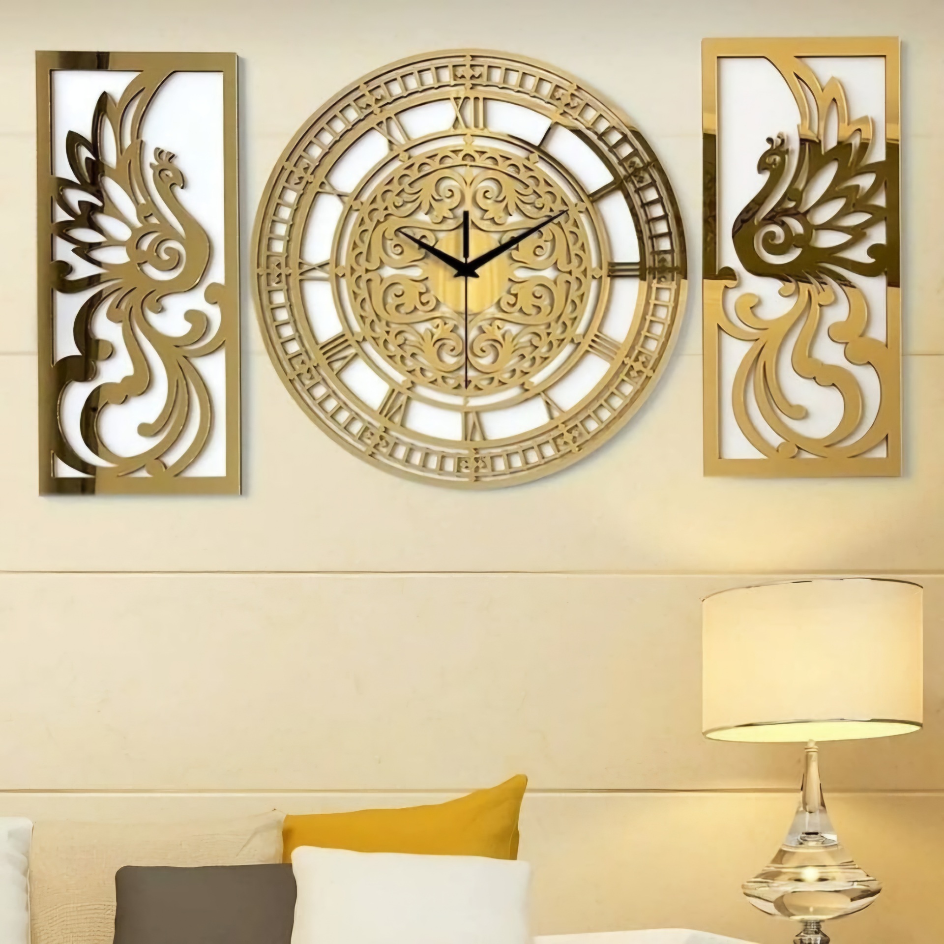 Modernes 3-teiliges Wanduhr-Set Simurgh
