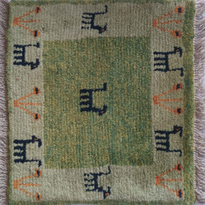 Original persischer Gabbeh-Wollteppich handgewebt in Fars mit Rand orange