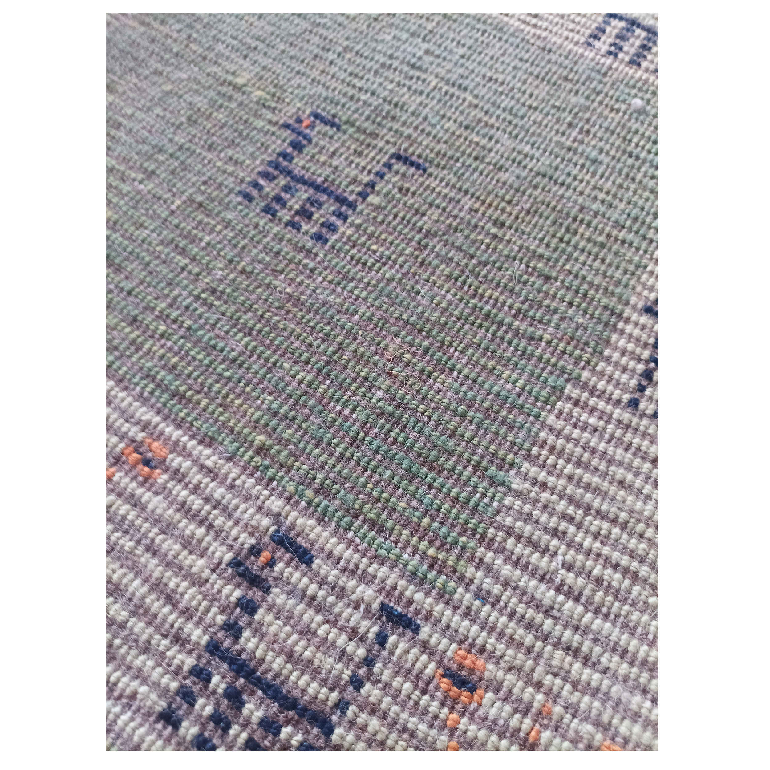 Original persischer Gabbeh-Wollteppich handgewebt in Fars mit Rand orange