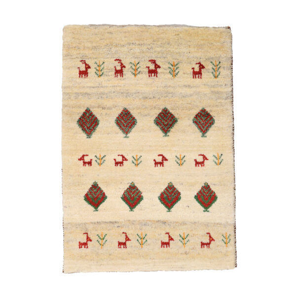 Authentischer echter persischer Gabbeh-Wollteppich handgewebt in Fars mit Rand orange