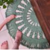 Persischer handgewebter Boho-Makramee-Boden-Teppich in Grün