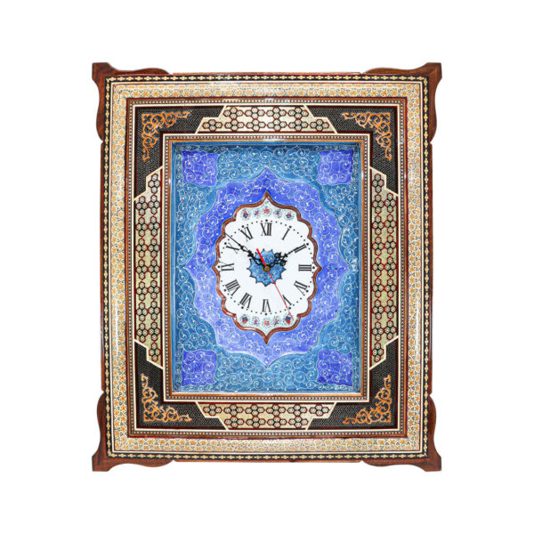 Persisch inspirierte Holzwanduhr - Khatam Intarsienarbeit
