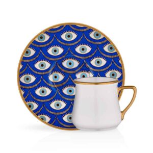 Künstlerisches Porzellan-Teeset 6-teilig mit Schutz-Augen-Design – Einzigartiges und symbolisches Teeservice