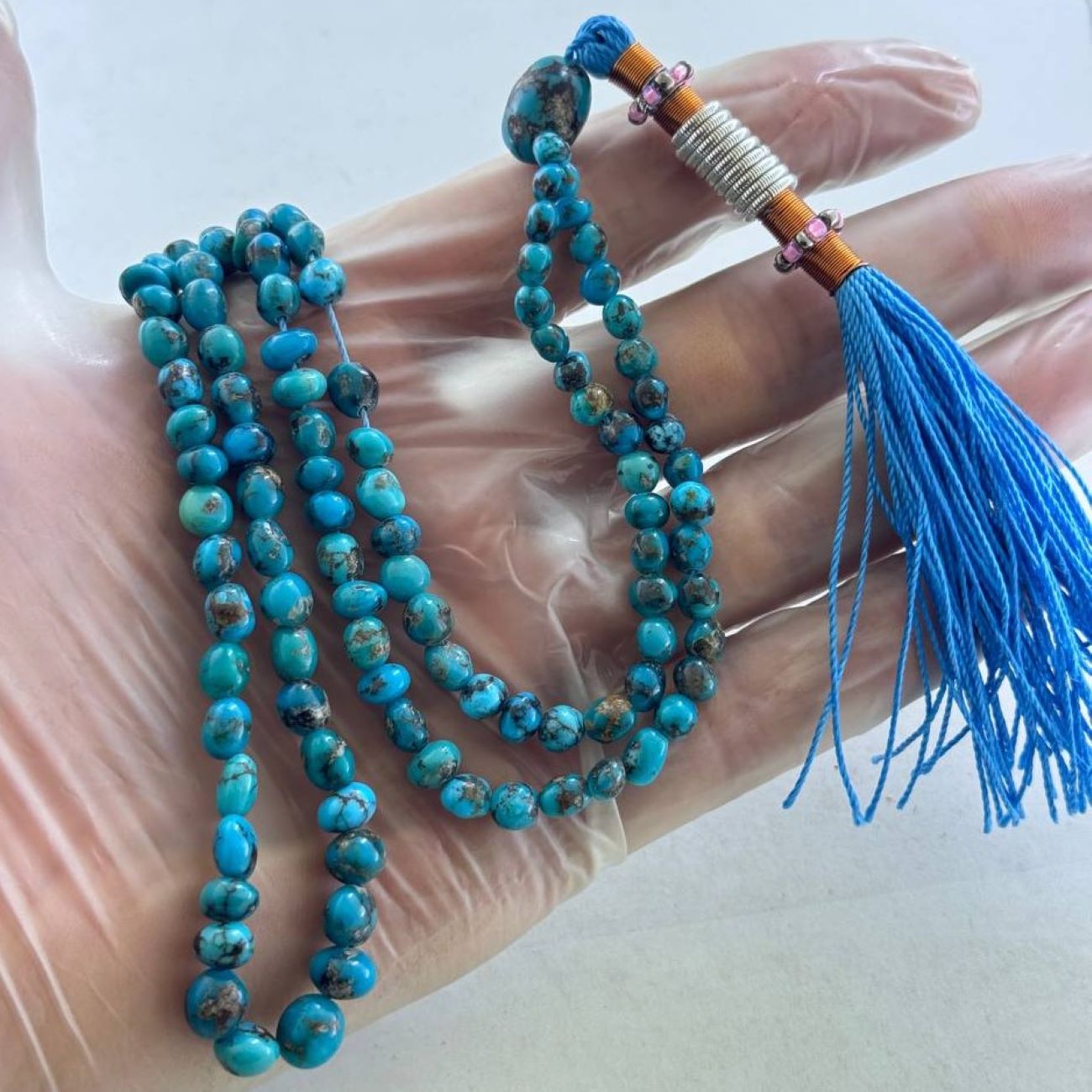 Persischer Rosenkranz mit Neyshabur-Türkis 101 Gebetsperlen Tasbih gefertigt