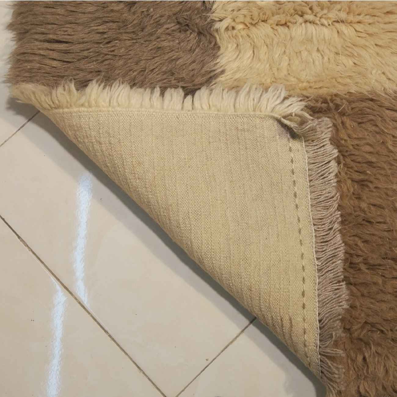 Original persischer Gabbeh-Wollteppich handgewebt in Fars gelb floral