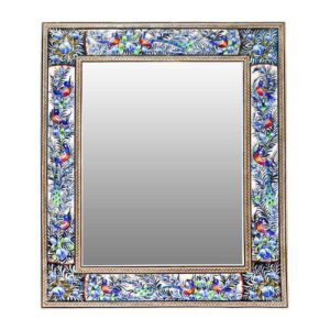 Persischer Holzspiegelrahmen Khatamkari mit Blumenmotiv
