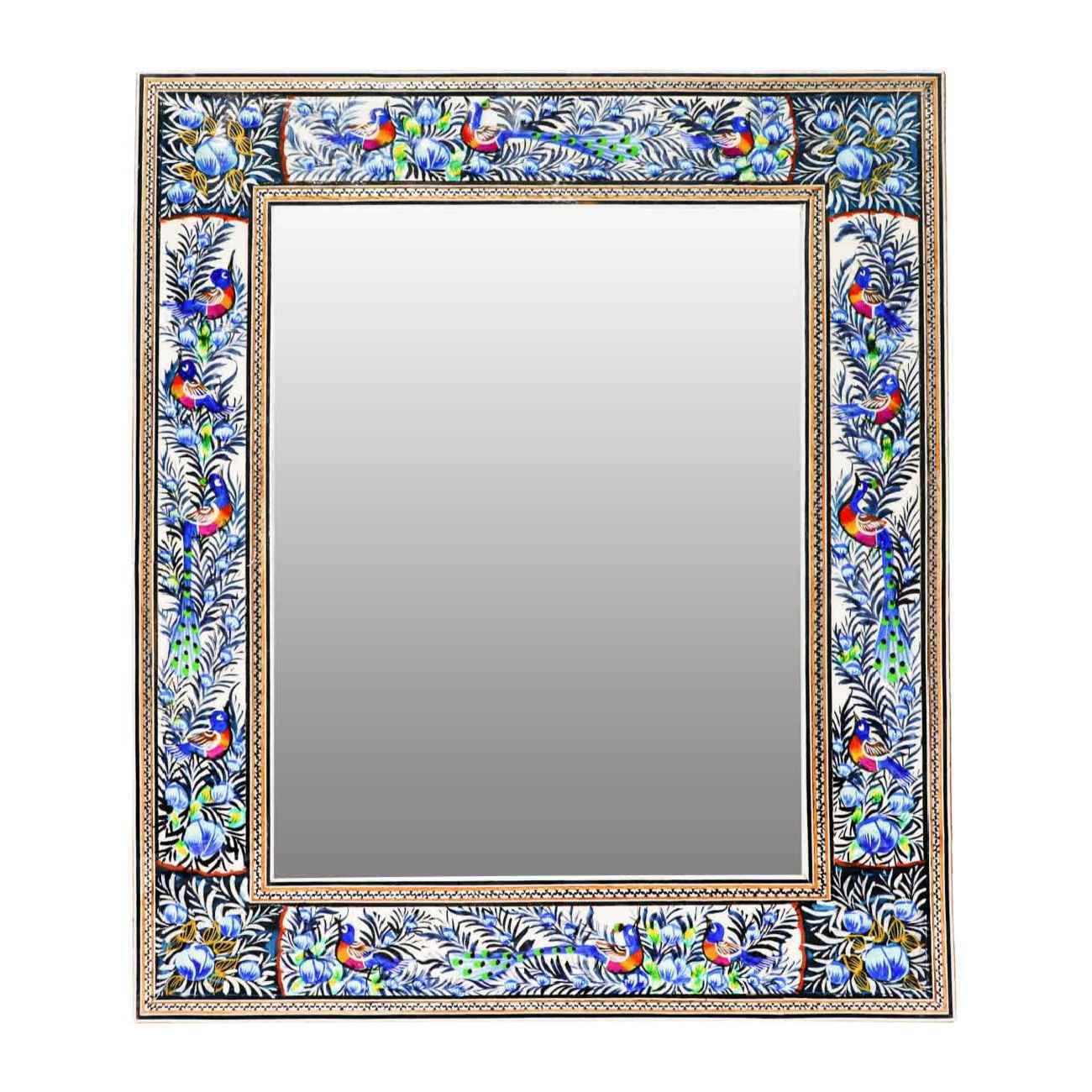 Persischer Holzspiegelrahmen Khatamkari mit Blumenmotiv