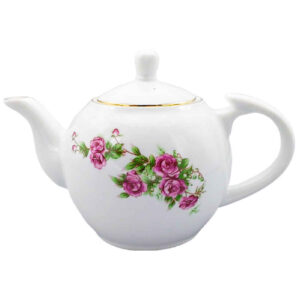 Porzellan-Servier-Teekanne mit floralem Design in Weiß