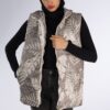Ärmellose Daunenjacke für Damen mit Reißverschluss und Blätter-Design