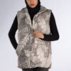 Ärmellose Daunenjacke für Damen mit Reißverschluss und Blätter-Design