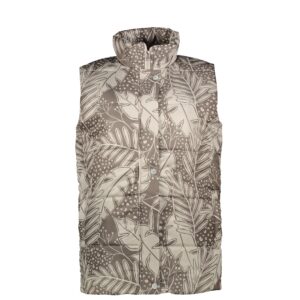 Ärmellose Daunenjacke für Damen mit Reißverschluss und Blätter-Design