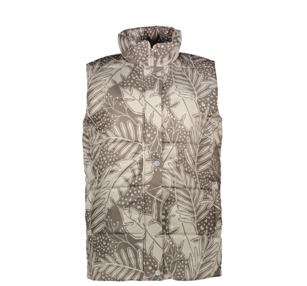 Ärmellose Daunenjacke für Damen mit Reißverschluss und Blätter-Design