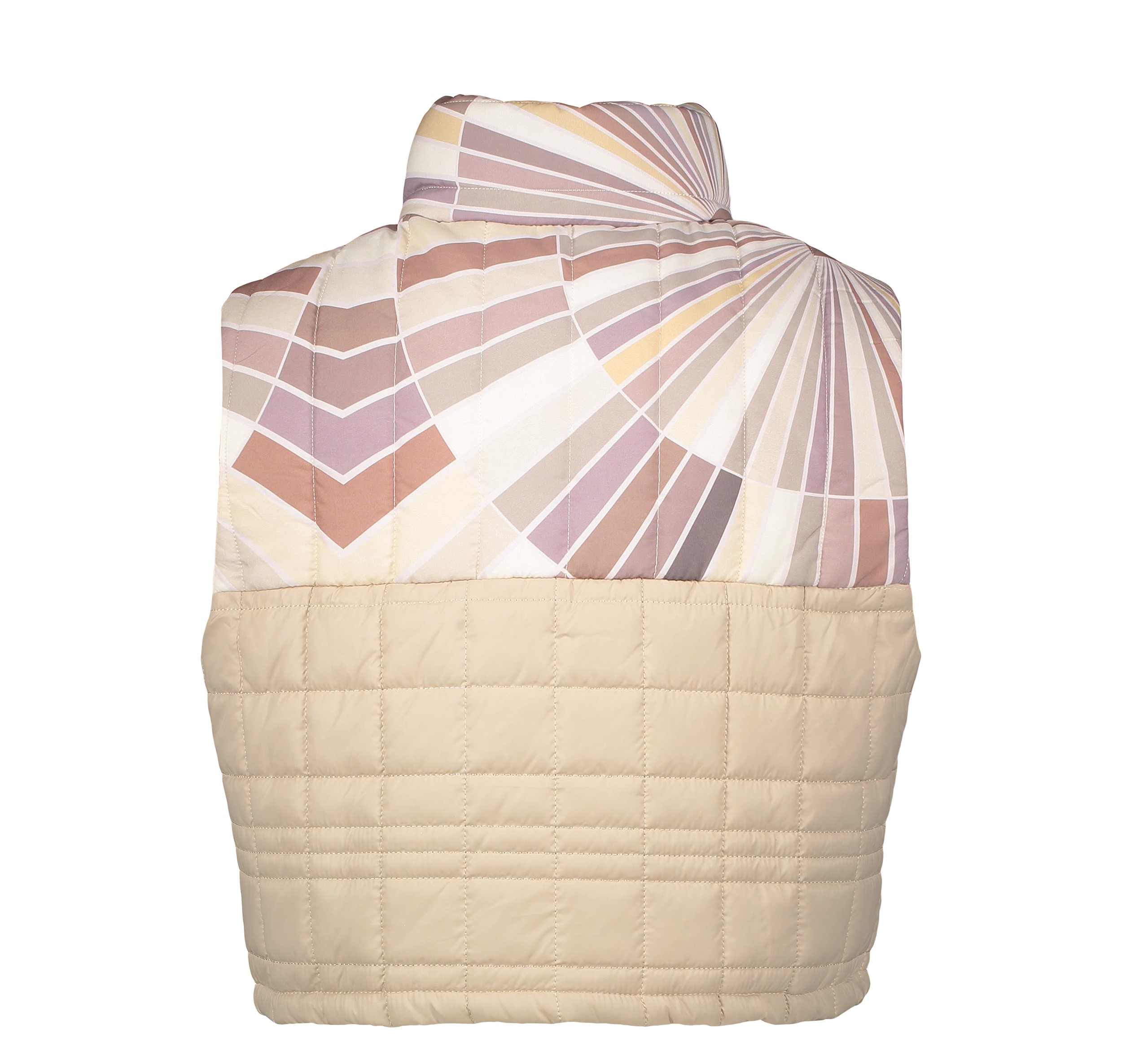 Ärmellose Daunenjacke für Damen mit Reißverschluss und Streifen-Design