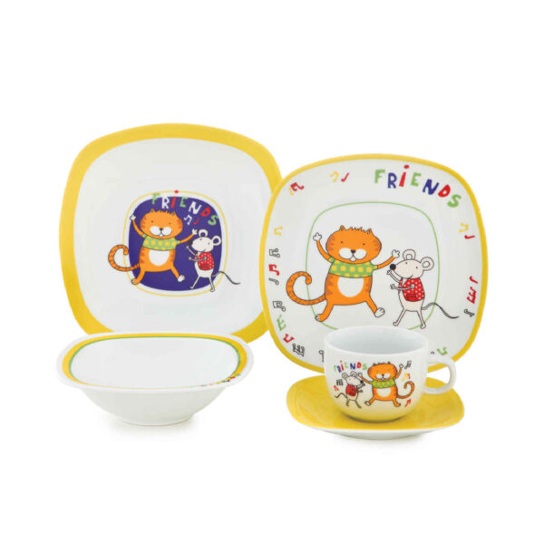 Iranisches Keramik-Mahlzeit-Set von Zarin Iran 5-teilig für Kinder – Freunde Design