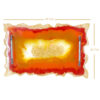 Resin-Serviertablett, handbemalt mit Griffen in Orange