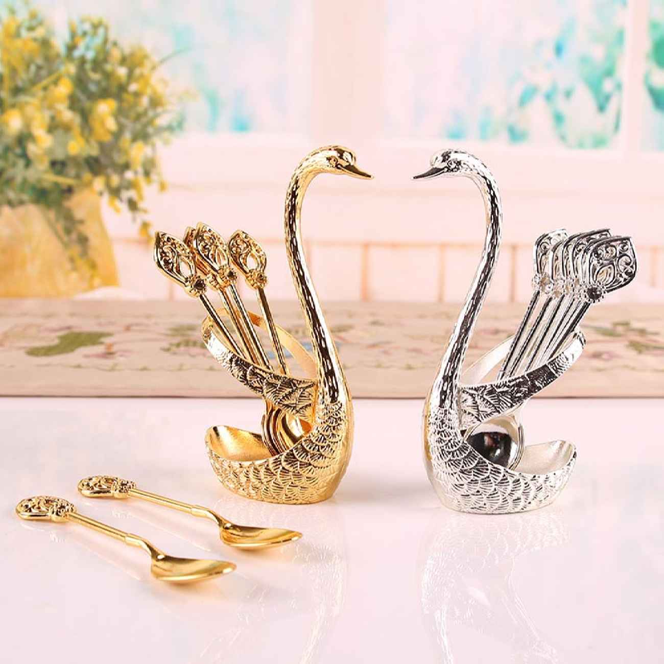 Edelstahl-Barlöffel-Set – 6-teilig mit praktischem Halter für stilvolles Mixen und Servieren