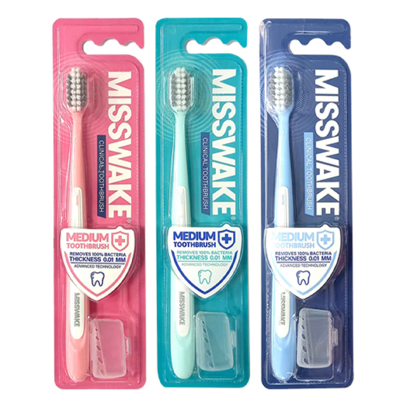 Medium Zahnbürste für optimale Mundpflege – Misswake Clinical (Packung mit 3)