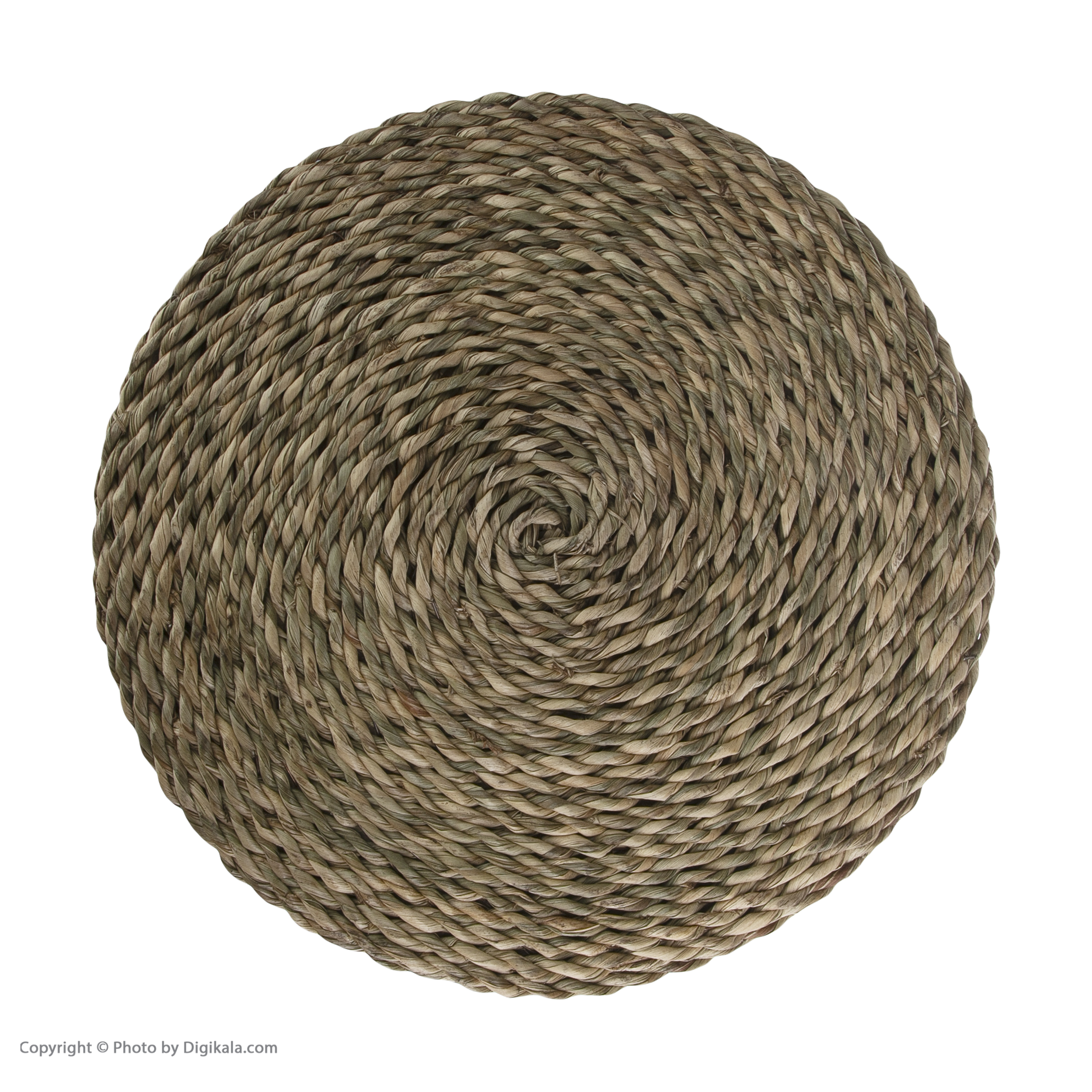 Hocker mit Holzbeinen und Korboberfläche