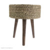 Hocker mit Holzbeinen und Korboberfläche