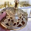 Vintage Messing-Zuckerschale mit filigranem Deckeldesign