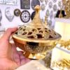 Vintage Messing-Zuckerschale mit filigranem Deckeldesign
