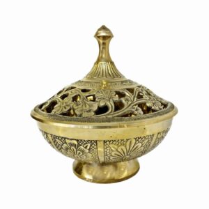 Vintage Messing-Zuckerschale mit filigranem Deckeldesign