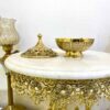 Vintage Messing-Zuckerschale mit filigranem Deckeldesign