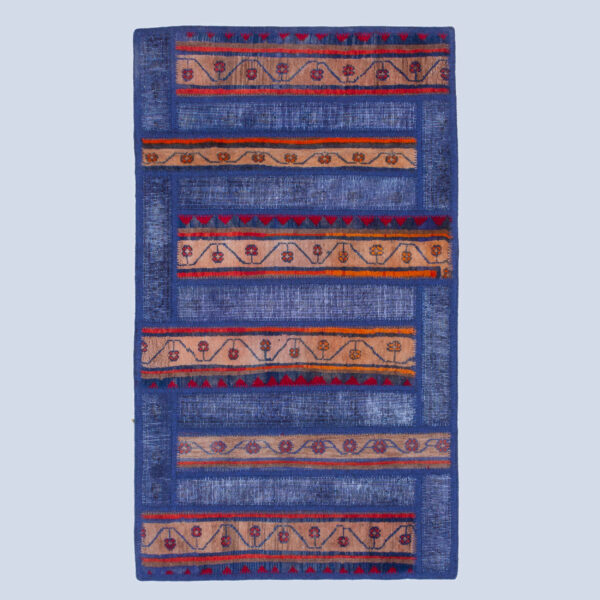 Vintage persischer handgeknüpfter Patchwork-Teppich blau