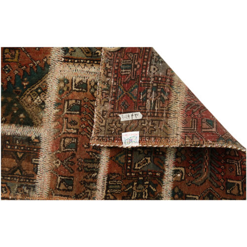 Vintage persischer handgeknüpfter Patchwork-Teppich braun