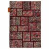 Vintage persischer handgeknüpfter Patchwork-Teppich geometrisch rot