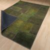 Vintage persischer handgeknüpfter Patchwork-Teppich salbeigrün