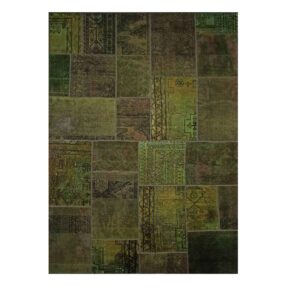 Vintage persischer handgeknüpfter Patchwork-Teppich salbeigrün