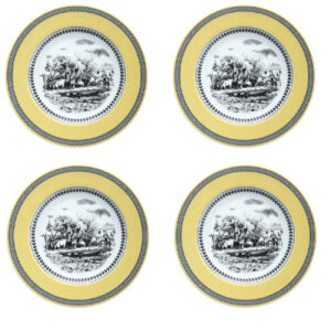 Zarin Iran Porzellan-Dessertteller-Set – Dorf-Design, 4er-Pack