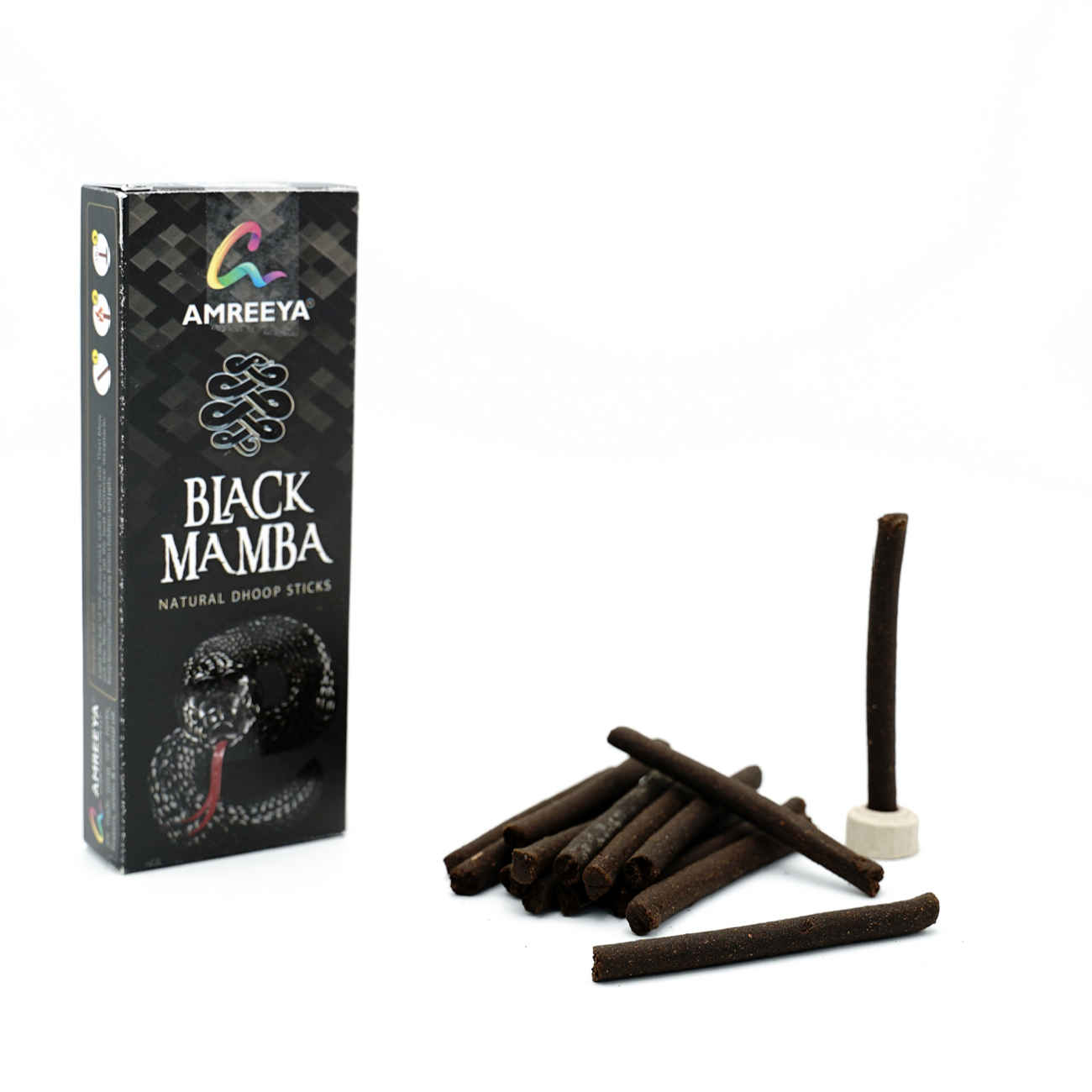 Amreeya Black Mamba Dhoop Sticks – Natürlich, 100 Stück (4x25) – Für Meditation