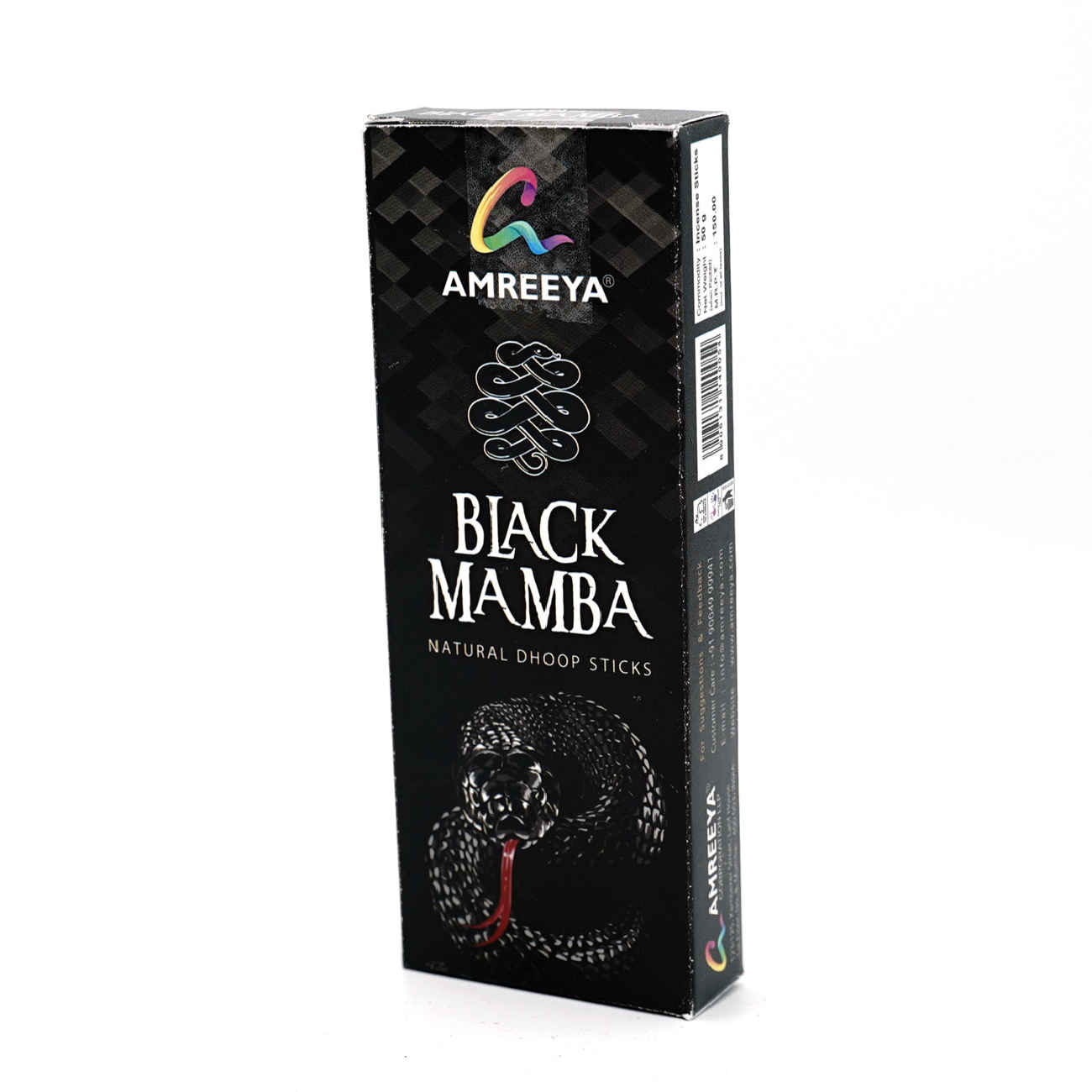 Amreeya Black Mamba Dhoop Sticks – Natürlich, 100 Stück (4x25) – Für Meditation