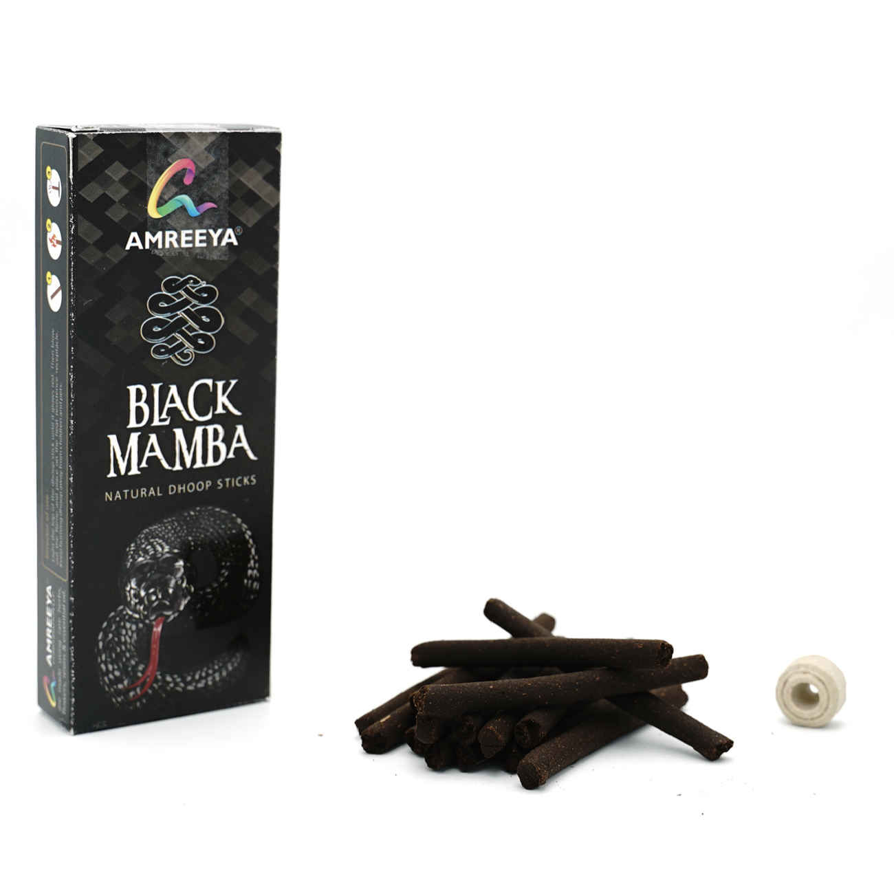 Amreeya Black Mamba Dhoop Sticks – Natürlich, 100 Stück (4x25) – Für Meditation