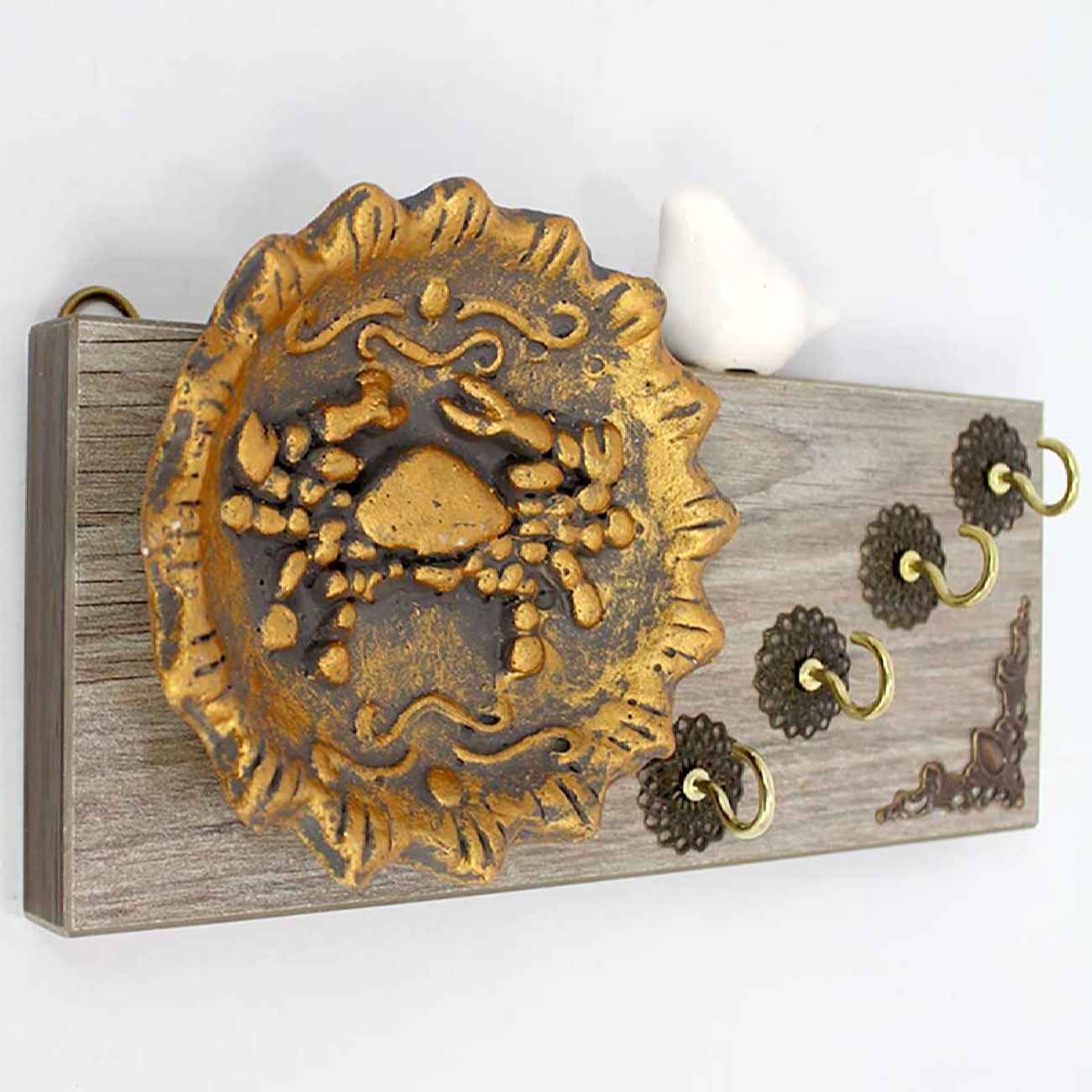 Wandschlüsselhalter mit Krabben-Design in Gold