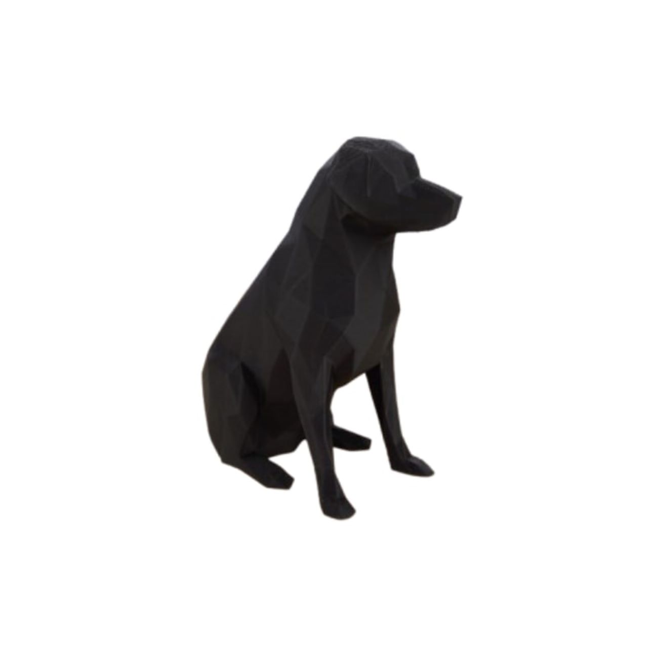 Geometrische Schwarze Hund Sitzende Figur – Moderne Kubismus Skulptur