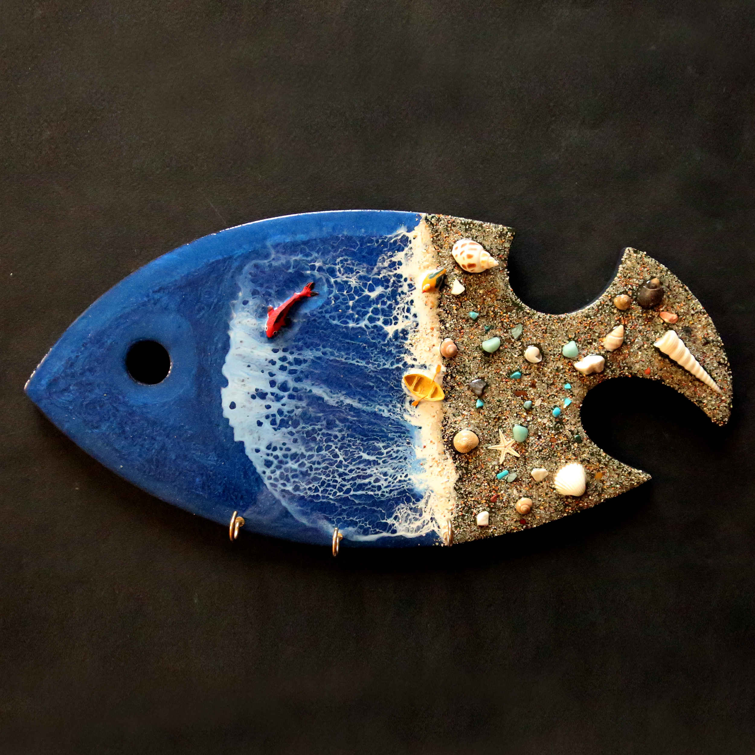 Harz-Wandschlüsselhalter – Fisch-Design, stilvoll & langlebig
