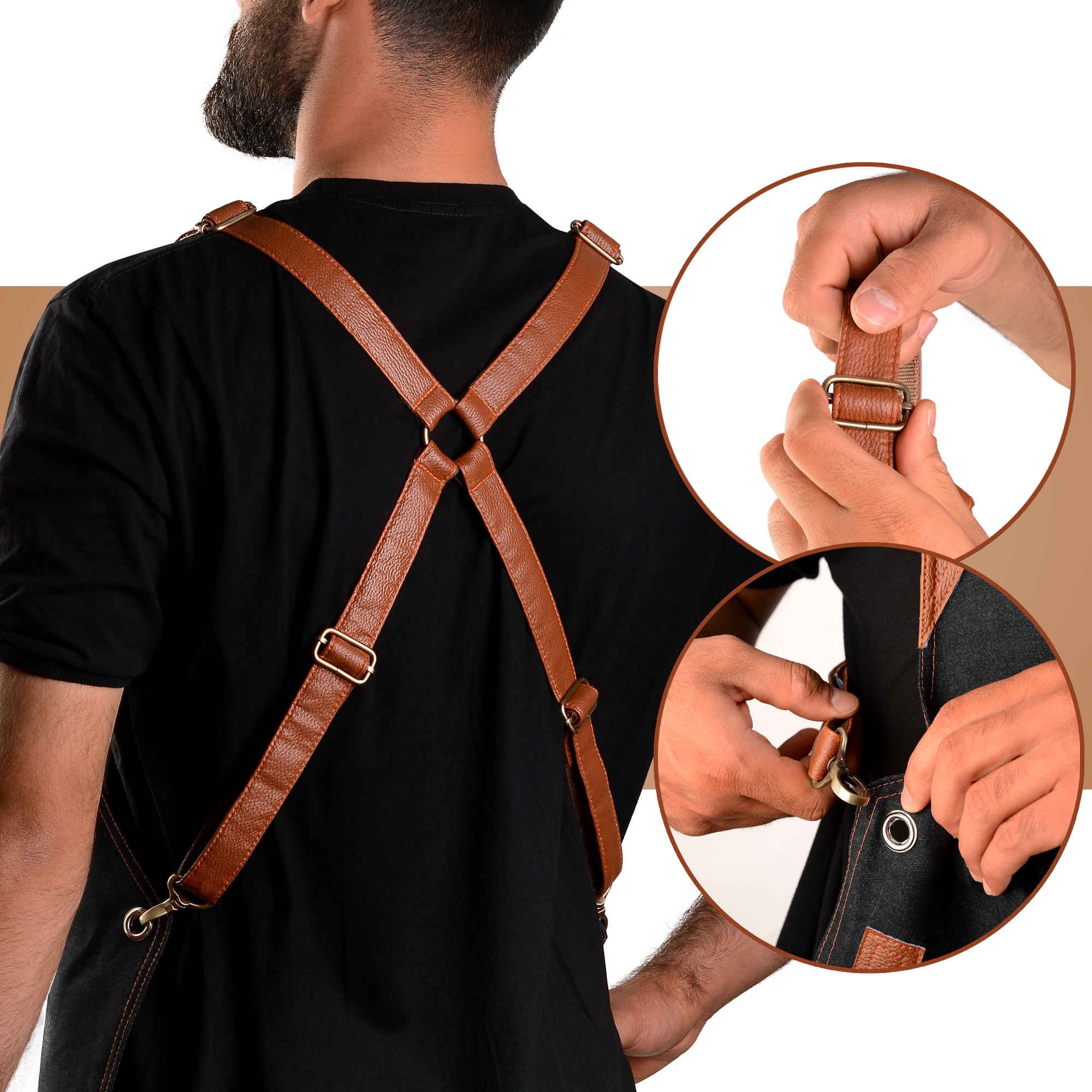 Moderne Barista-Schürze aus Denim – Elegant & Stylisch in Schwarz