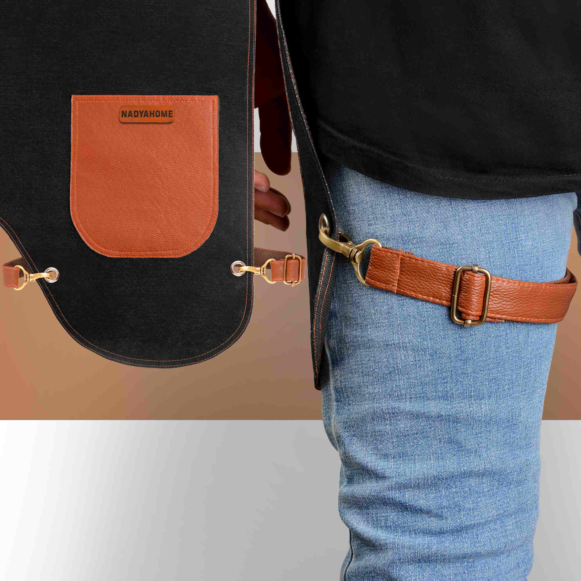 Moderne Barista-Schürze aus Denim – Elegant & Stylisch in Schwarz