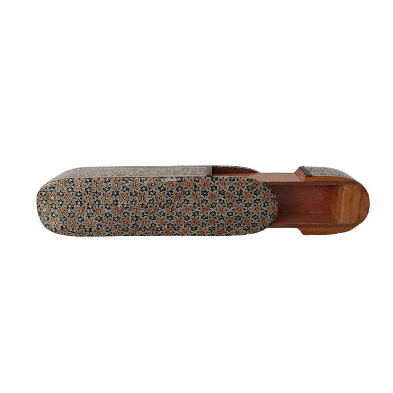 Persische Holz-Bleistiftbox mit Khatamkari – Eleganz für Büro & Geschenk